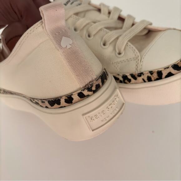 Kate Spade Kaia Cream and Leopard Print Women's Canvas Sneakers size 9.5 - Picture 10 of 11